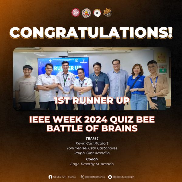 TUP Manila Team Secures 1st Runner-Up in IEEE Week 2024 Quiz Bee