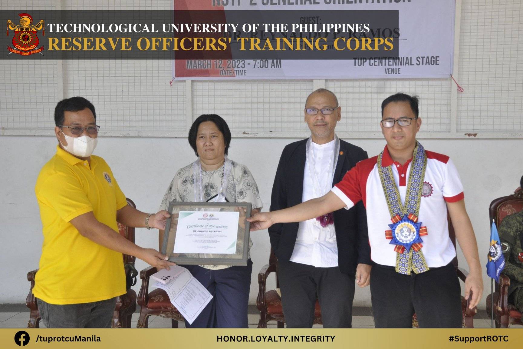 The TUP NSTP Manila held a Joint Turn-Over Ceremony and NSTP General Orientation on 12 March  2023