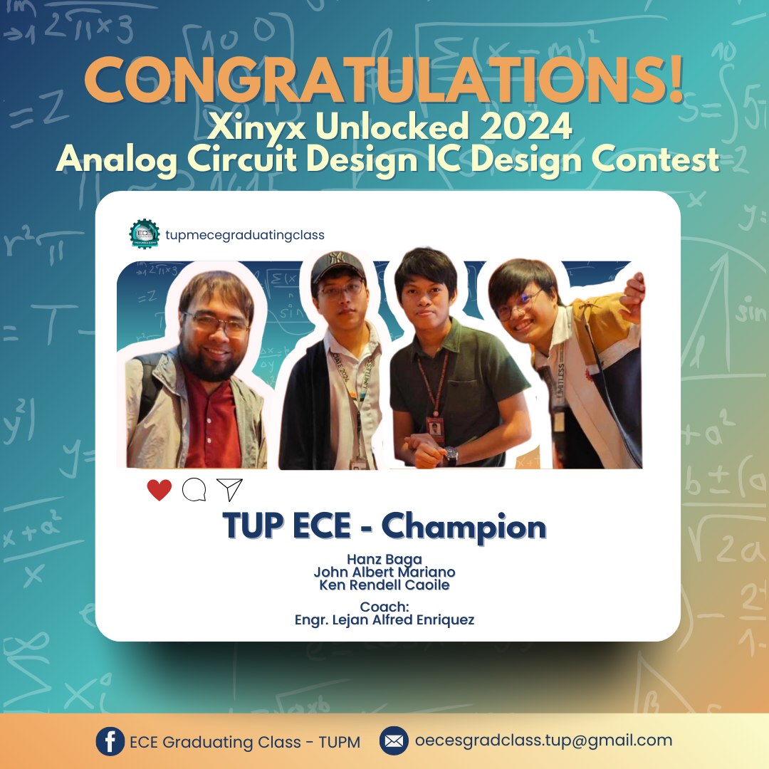 TUP Manila Students Win Big at Xinyx Unlocked 2024: Triumph in Innovation Challenge and Analog Circuit Design IC Design Contest