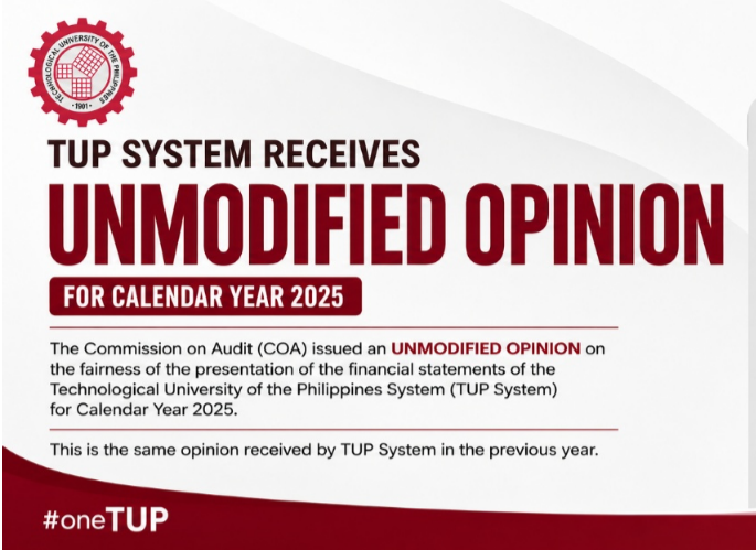 TUP System Earns Back-to-Back Unmodified COA Audit Opinions for CY 2025